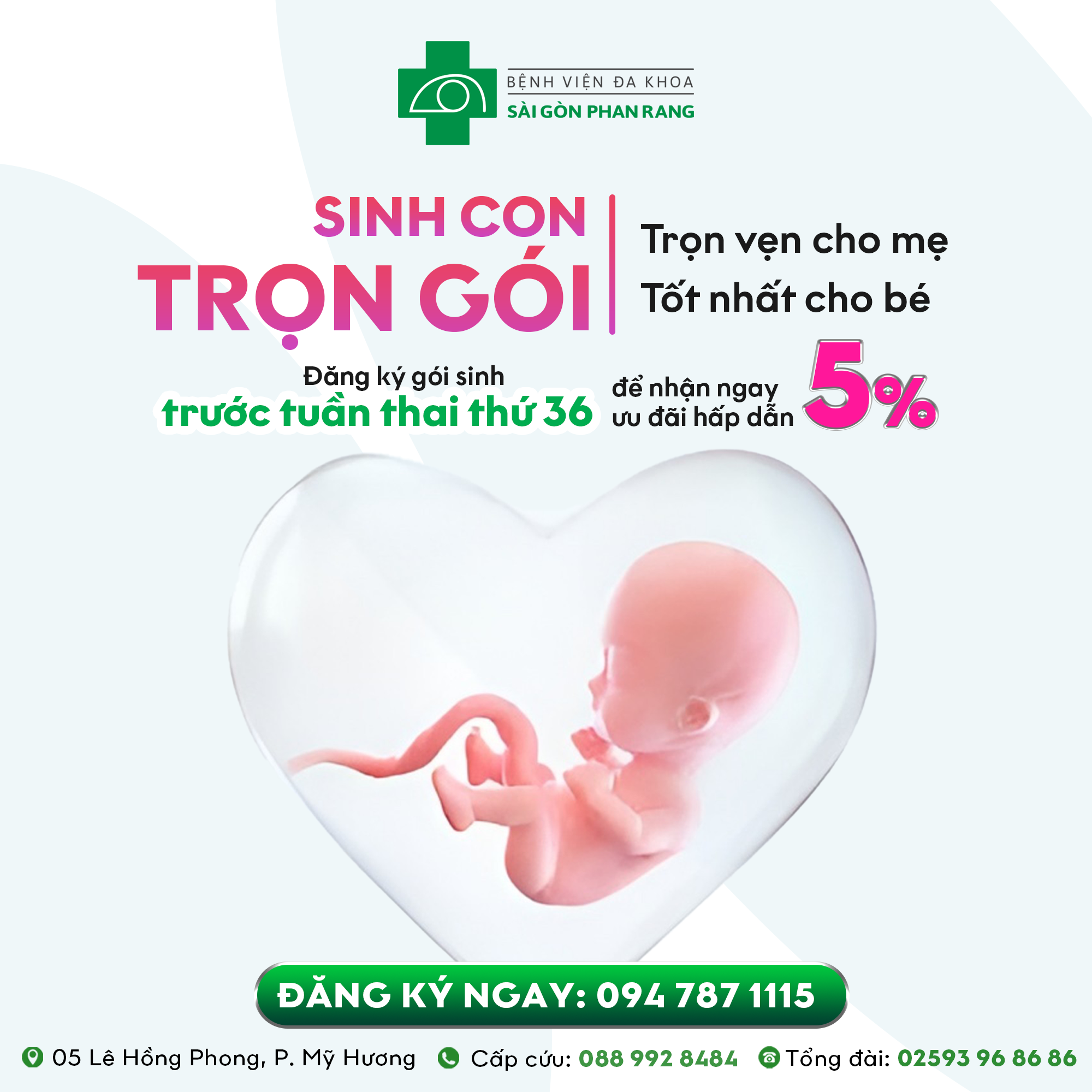 ƯU ĐÃI GIẢM 5% TRỌN GÓI ĐI SINH "VƯỢT CẠN NHẸ NHÀNG - ĐÓN CON AN TOÀN"