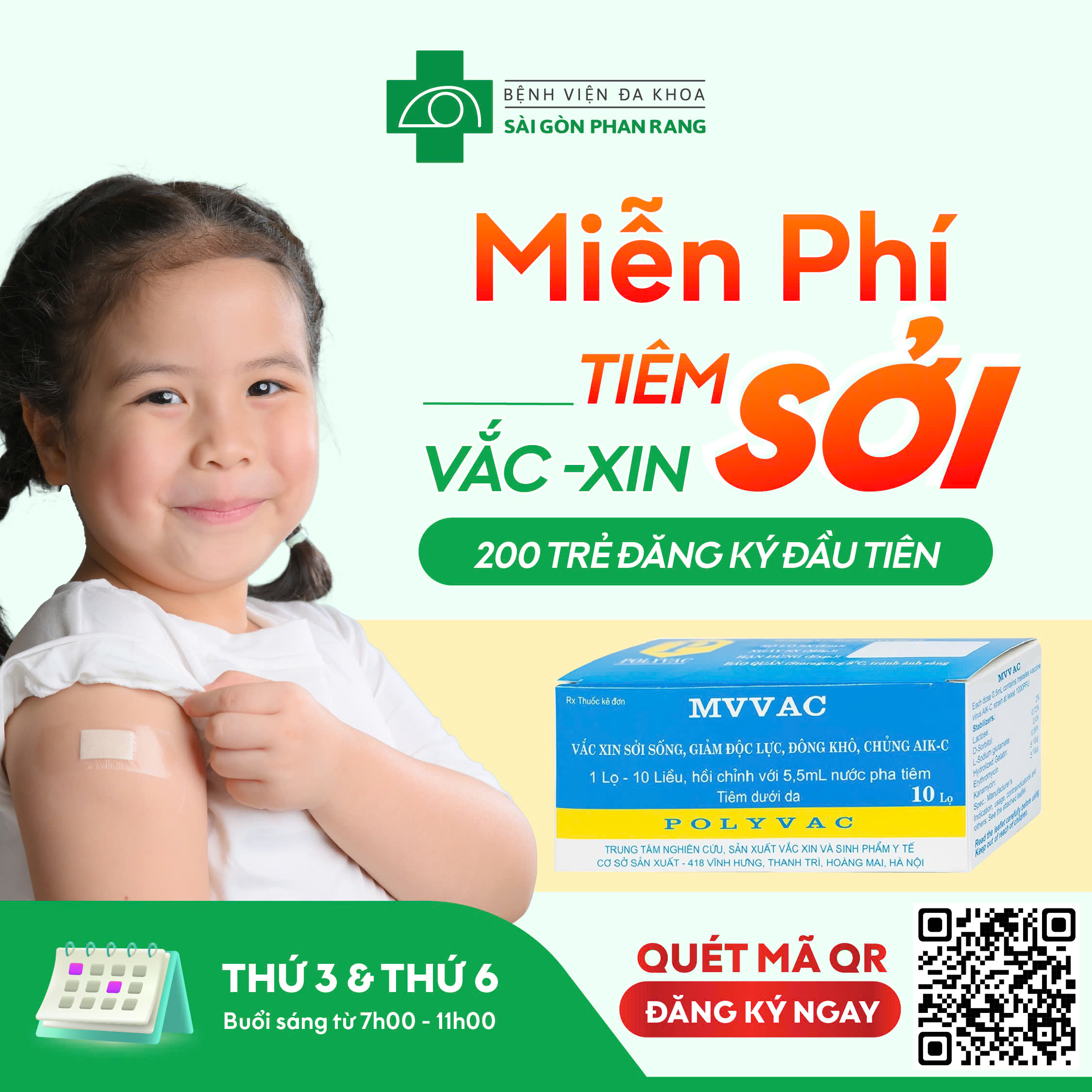 MIỄN PHÍ TIÊM VẮC-XIN SỞI tại Bệnh viện Sài Gòn Phan Rang